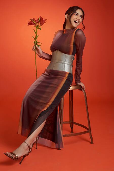 And Also_Silver Metallic Hug Me Tight Vegan Belt_Online_at_Aza_Fashions