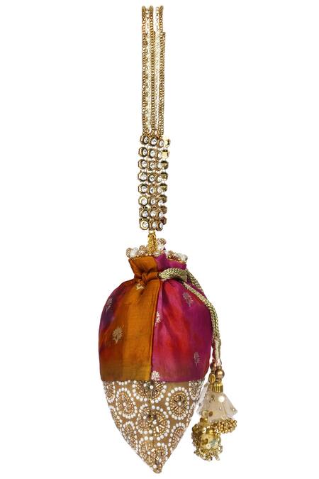 Miar Designs_Pink Tie Dye Krisha Tie-dyed Potli Bag_Online_at_Aza_Fashions