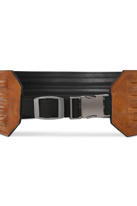 Trov Brown Ash Textured Belt Online at Aza Fashions Trov_Brown Ash Textured Belt _Online_at_Aza_Fashions