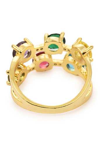 The Jewel Factor_Multi Color Crystals Peacock Ring_Online_at_Aza_Fashions