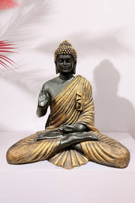 Order Happiness Black Polyresin Antique Buddha Sculpture Online at Aza Fashions Order Happiness_Black Polyresin Antique Buddha Sculpture_Online_at_Aza_Fashions