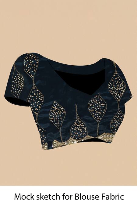 Two Sisters By Gyans_Blue Chiffon Sequins, Cut Work Embroidered Saree With Unstitched Blouse Fabric _at_Aza_Fashions