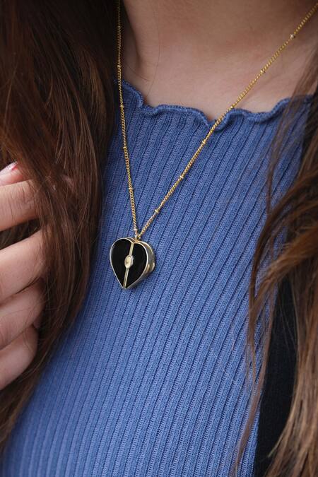 Anushka Jain Jewellery_Gold Plated Beloved Pendant Necklace_Online_at_Aza_Fashions