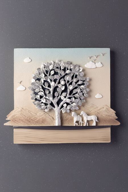 H2h_Grey Fibre Striding Horses Wall Art_Online_at_Aza_Fashions