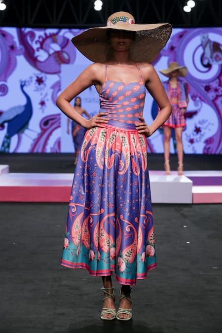 Limerick By Abirr N' Nanki_Multi Color Silk Dixie Placement Print Skirt _Online_at_Aza_Fashions