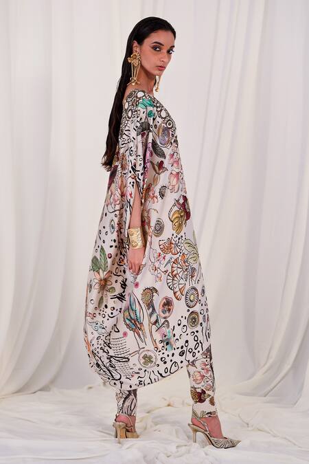 AK-OK Multi Color Silk Animal Print Cape And Pant Set Online at Aza Fashions AK-OK_Multi Color Silk Animal Print Cape And Pant Set _Online_at_Aza_Fashions