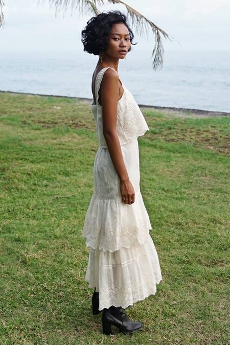 Baju_Ivory 40% , 60% , Chanderi Lace Work Sawyer Skirt_Online_at_Aza_Fashions