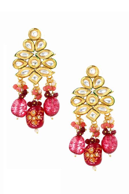Buy Ishhaara Pink Pearls, Stones Flower Shaped Earrings Online at Aza Fashions Buy_Ishhaara_Pink Pearls, Stones Flower Shaped Earrings _Online_at_Aza_Fashions