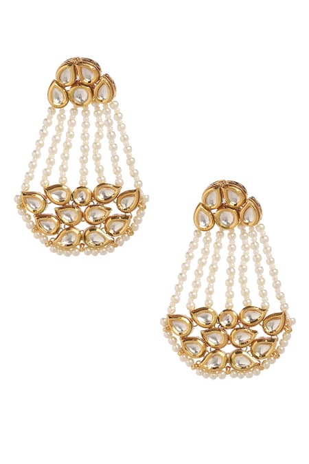 Buy_Minaki_White Pearls Embellished Danglers_Online_at_Aza_Fashions