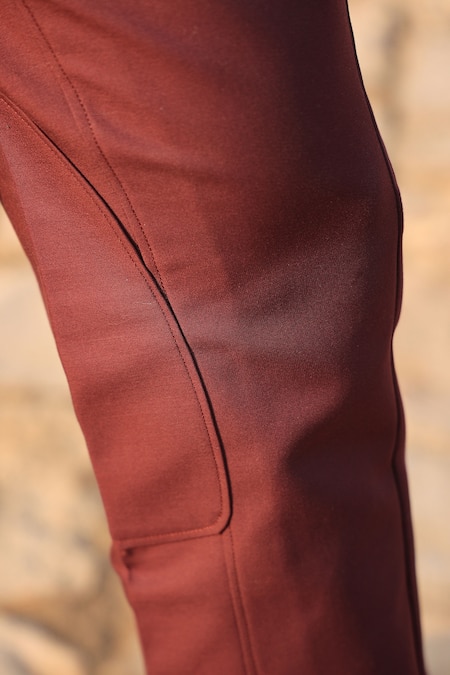 Raw & Rustic By Niti Bothra_Wine Cotton Solid Breeches _Online_at_Aza_Fashions