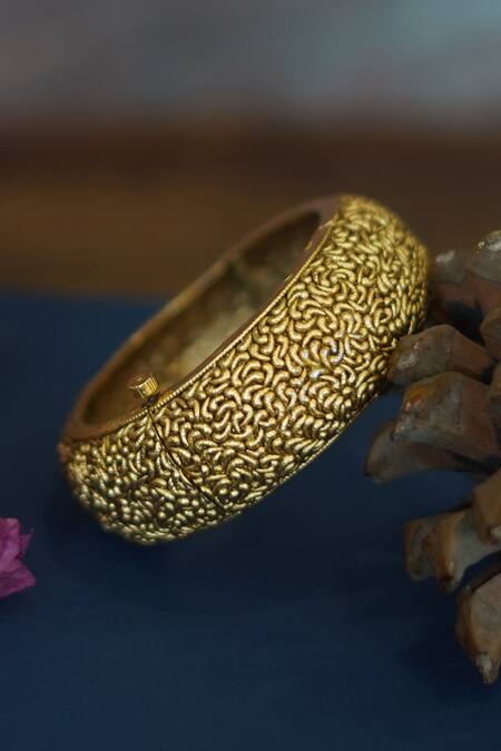 Paisley Pop Gold Plated Embossed Bangle Online at Aza Fashions Paisley Pop_Gold Plated Embossed Bangle_Online_at_Aza_Fashions