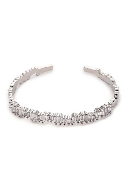 The Jewel Factor_Gold Plated Stone Baguettes Embellished Bangle_Online_at_Aza_Fashions