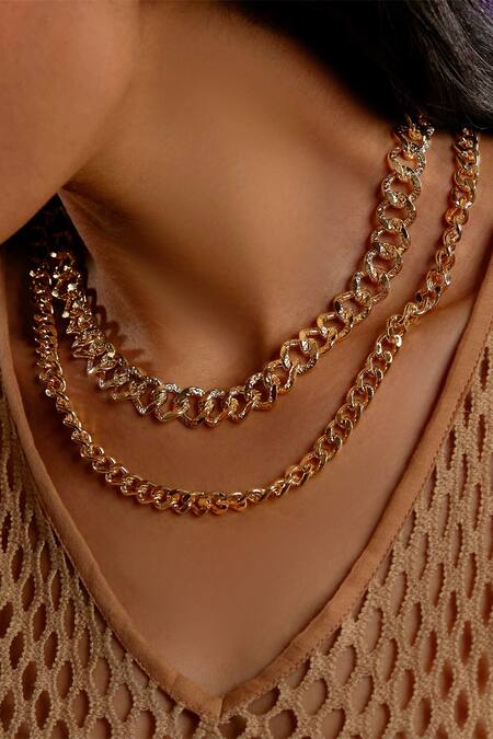 The Slow Studio_Gold Plated Handcrafted Unisex Chain Necklace Single Pc _at_Aza_Fashions