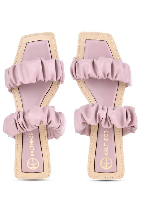 Kaltheos_Purple Plain Maureen Ruffle Strap Block Heels_Online_at_Aza_Fashions