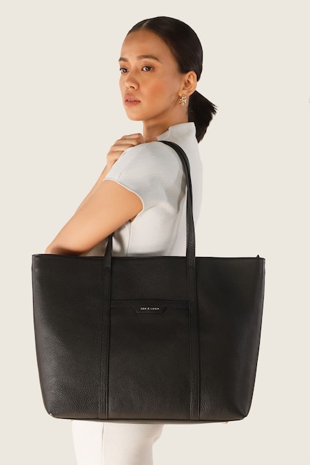 Tan & Loom Black Textured 365 Days Tote Bag 