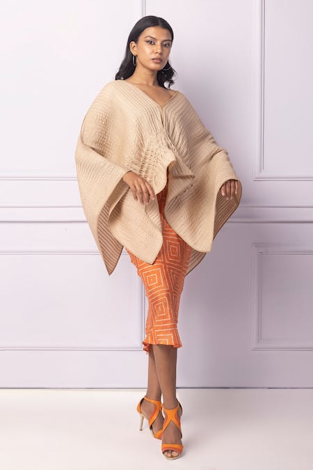 EK Katha Orange Silk Batik Print Skirt Online at Aza Fashions EK Katha_Orange Silk Batik Print Skirt_Online_at_Aza_Fashions