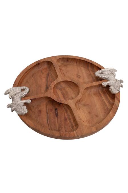 H2h_Brown Wood Mermaid Dip Platter_Online_at_Aza_Fashions