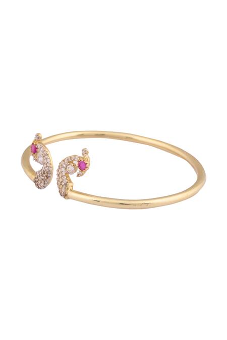 Ivorine Gold Plated Embellished Peacock Bracelet Online at Aza Fashions Ivorine_Gold Plated Embellished Peacock Bracelet _Online_at_Aza_Fashions