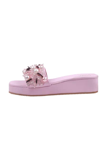 Adorn My Wish_Pink Embellished Platform Heels _Online_at_Aza_Fashions