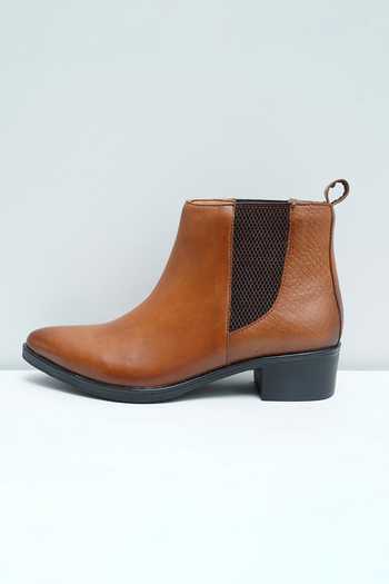 Myra_Brown Sky Textured Pattern Boots_Online_at_Aza_Fashions