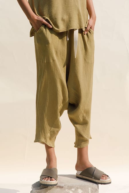 Urvashi Kaur_Yellow Crepe Oro Dhoti Salwar _Online_at_Aza_Fashions