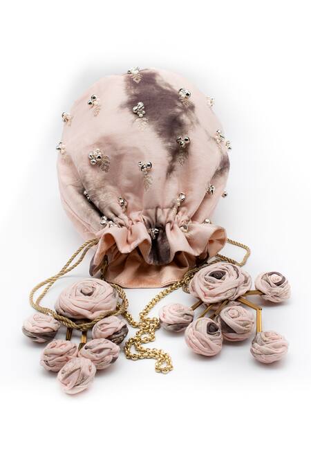 Vareli Bafna_Pink Blush Tie-dyed Potli Bag _Online_at_Aza_Fashions