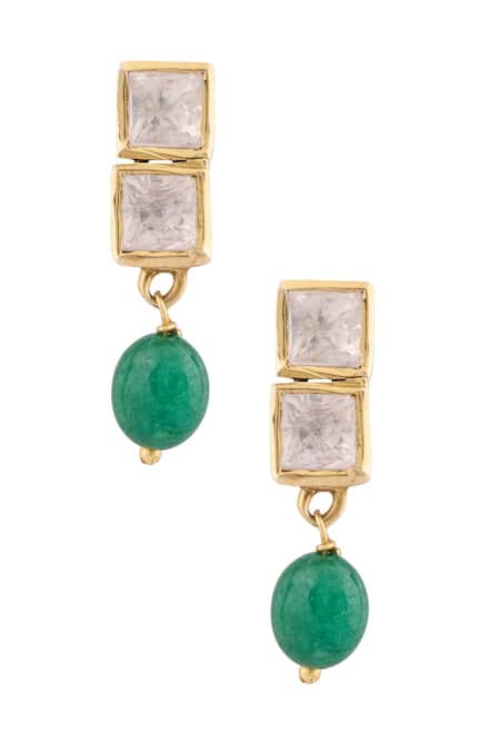 Ivorine_Gold Plated Embellished Stone Necklace Set _Online_at_Aza_Fashions