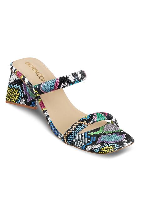 CRIMZON_Multi Color Pixie Animal Pattern Block Heels_Online_at_Aza_Fashions