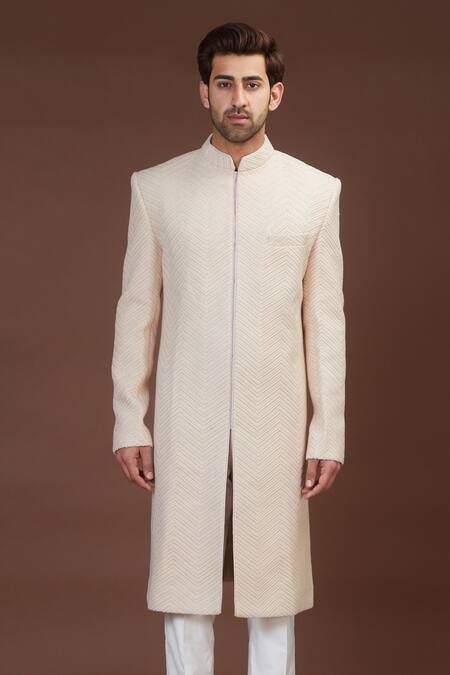 Kasbah Pink Georgette Thread Work Chevron Pattern Sherwani Set Online at Aza Fashions Kasbah_Pink Georgette Thread Work Chevron Pattern Sherwani Set _Online_at_Aza_Fashions