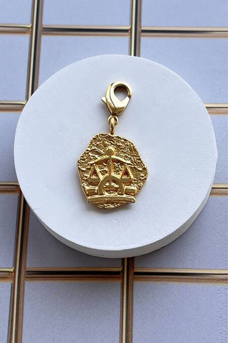 Mnsh_Gold Plated Libra Zodiac Charm Long Pendant Necklace_Online_at_Aza_Fashions