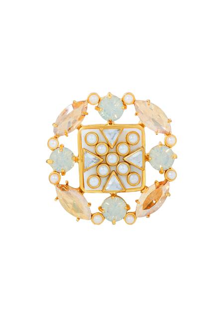 Bblingg Gold Plated Crystals, Pearls Suhaaya Mini Embellished Ring Online at Aza Fashions Bblingg_Gold Plated Crystals, Pearls Suhaaya Mini Embellished Ring _Online_at_Aza_Fashions