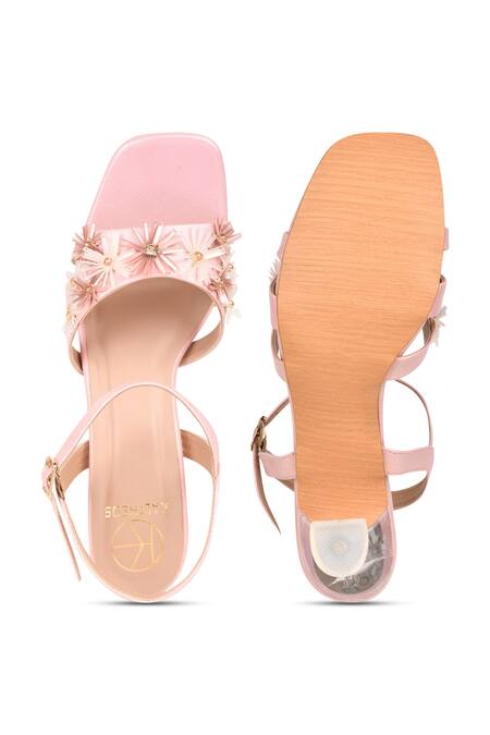 Kaltheos_Pink Embellished Thea Square Toe Heels_Online_at_Aza_Fashions