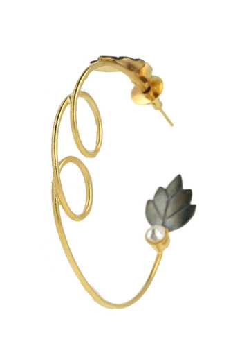 Ishhaara_Gold Plated Pearls Embedded Hoop Earrings _at_Aza_Fashions