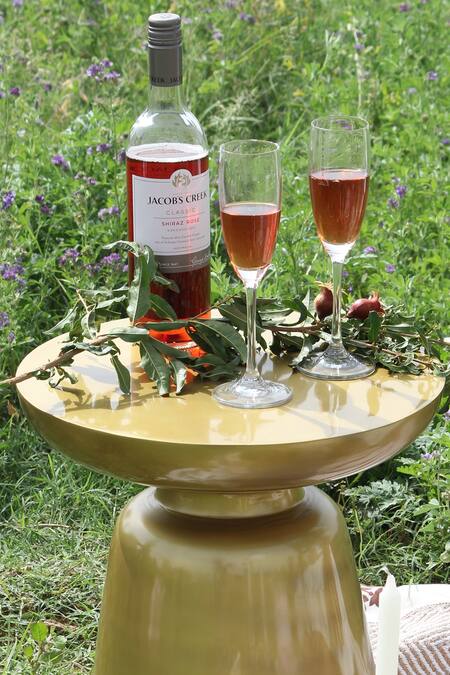 Kaksh Studio_Gold Aluminium Indiana Peg Table_Online_at_Aza_Fashions