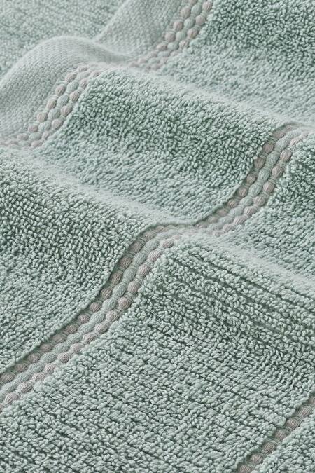 Houmn_Green 100% Cotton Weaves Symmetry Towel Set_Online_at_Aza_Fashions