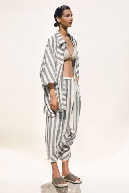 Urvashi Kaur_Black Handloom Cotton Luz Dhoti Salwar _Online_at_Aza_Fashions