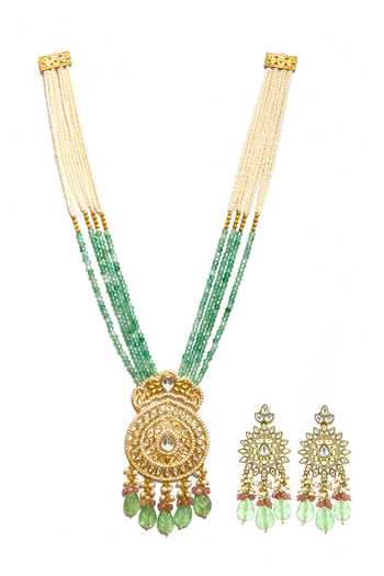 Ishhaara_Multi Color Pearls Layered Necklace Set_at_Aza_Fashions