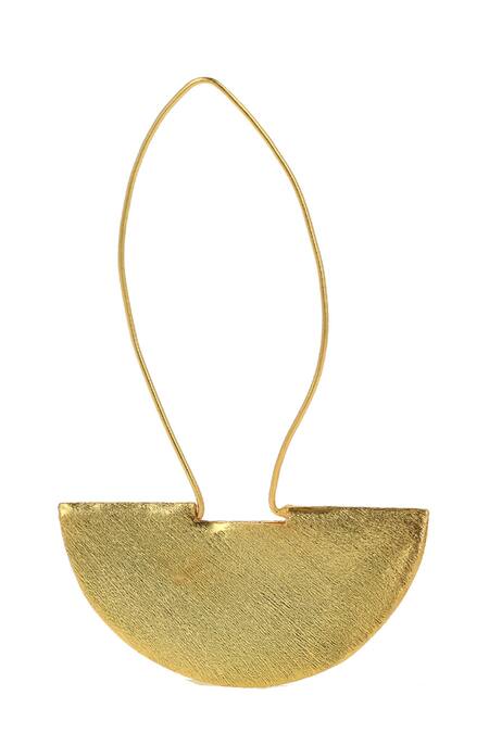 Ishhaara_Gold Plated Taco Shaped Dangler Earrings _at_Aza_Fashions