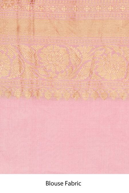 Paaprika_Pink Silk Zari Floral Handwoven Spun Saree_Online_at_Aza_Fashions