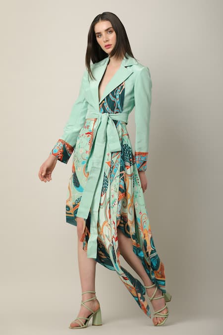 Buy_Limerick By Abirr N' Nanki_Multi Color Crepe Kira Printed Asymmetric Skirt _Online_at_Aza_Fashions