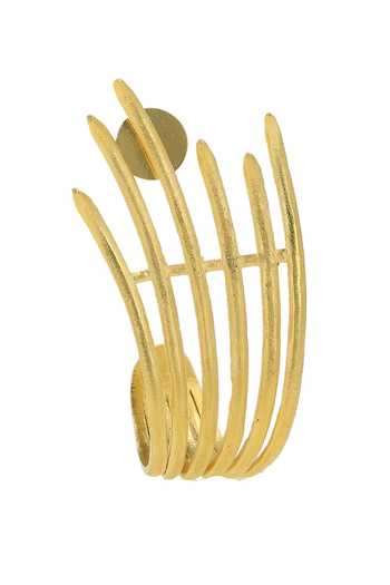 Ishhaara_Gold Plated Structured Stripe Pattern Earrings _at_Aza_Fashions