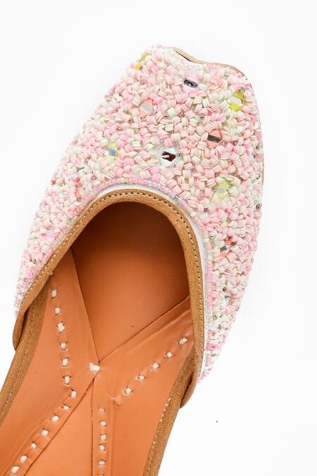 Miar Designs_Pink Kaira Sequin Embroidered Juttis _Online_at_Aza_Fashions