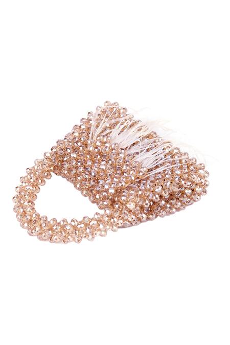 Adorn My Wish_Gold Embellished Mini Rectangle Shaped Bag _Online_at_Aza_Fashions