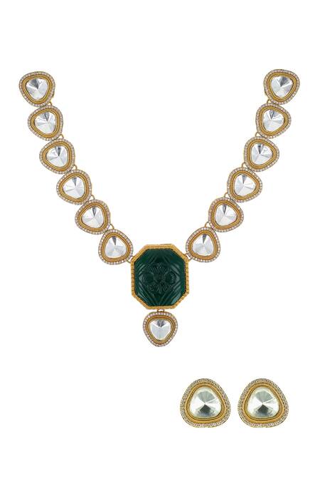 Ishhaara Multi Color Stones Kundan Embellished Necklace Set Online at Aza Fashions Ishhaara_Multi Color Stones Kundan Embellished Necklace Set _Online_at_Aza_Fashions