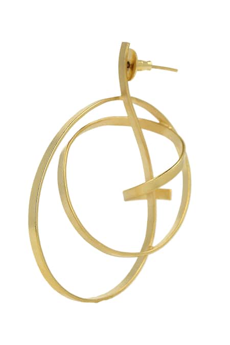 Ishhaara_Gold Plated Intertwined Whip Waves Earrings _at_Aza_Fashions