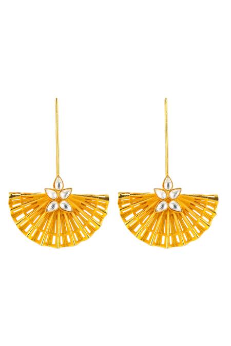 Ishhaara_Gold Plated Crystals, Studs Pearl Embellished Earrings _Online_at_Aza_Fashions