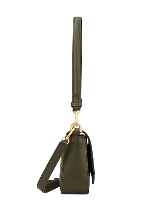 Aranyani Green Glided Champa Flower Gold Pattern Trails Shoulder Bag Online at Aza Fashions Aranyani_Green Glided Champa Flower Gold Pattern Trails Shoulder Bag_Online_at_Aza_Fashions