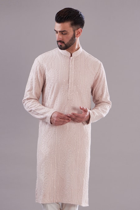 Kasbah Pink Silk, Cotton Embroidery Thread Work Kurta Online at Aza Fashions Kasbah_Pink Silk, Cotton Embroidery Thread Work Kurta _Online_at_Aza_Fashions