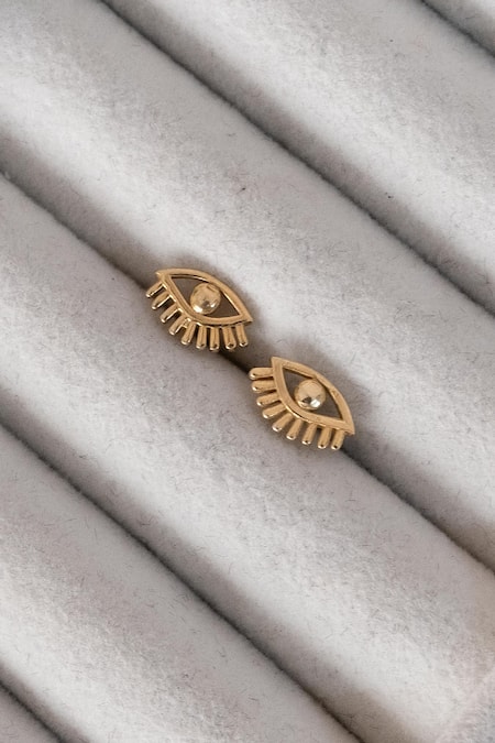 Anushka Jain Jewellery_Gold Plated Evil Eye Shaped Studs_Online_at_Aza_Fashions