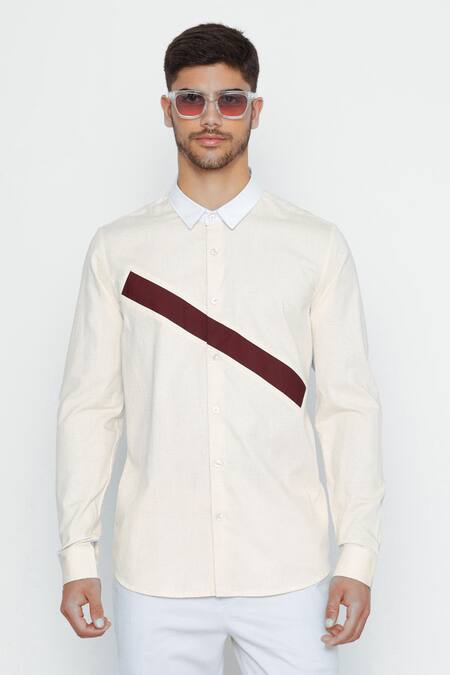 Lacquer Embassy_Yellow 100% Cotton Solid Trig Shirt _Online_at_Aza_Fashions